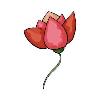 Lotus ya da nilüfer. Çizgi film tarzı. Çin, Japonya, Hindistan kültürü. Doğu tarzı.