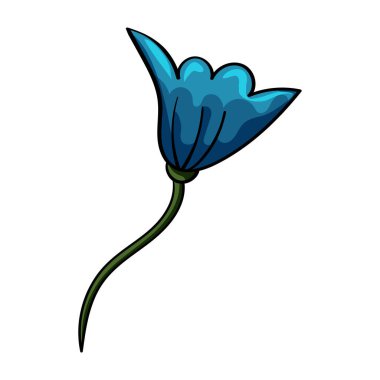 Mavi Lotus ya da nilüferler. Botanik karikatür tarzı. Nilüfer çiçeklerinin vektör çizimi Çin, Japonya, Hindistan kültürü. Doğu tarzı.