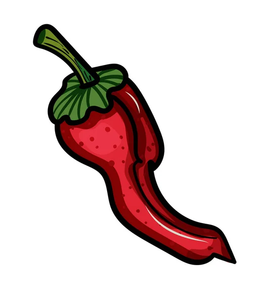 Pimenta Picante Mão Desenhada Pimenta Fresca Comida Mexicana Vetor Ilustração —  Vetores de Stock