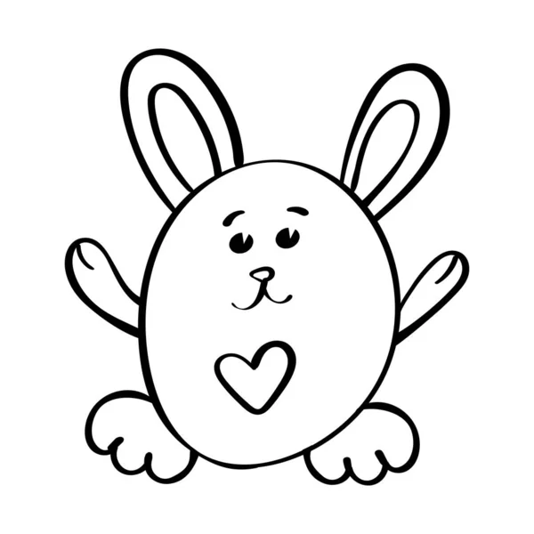 Easter Bunny Elements Design Doodle Cozy Style Coloring Page Adult — Stock Vector