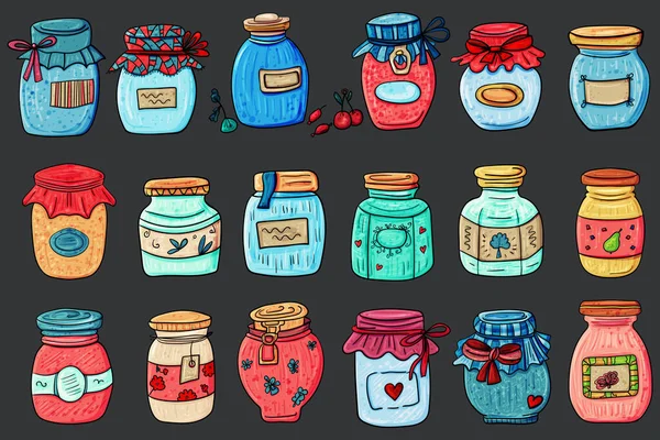 Jar Big Set Tarro Interior Shabby Chic Acogedor Hogar Estilo — Vector de stock