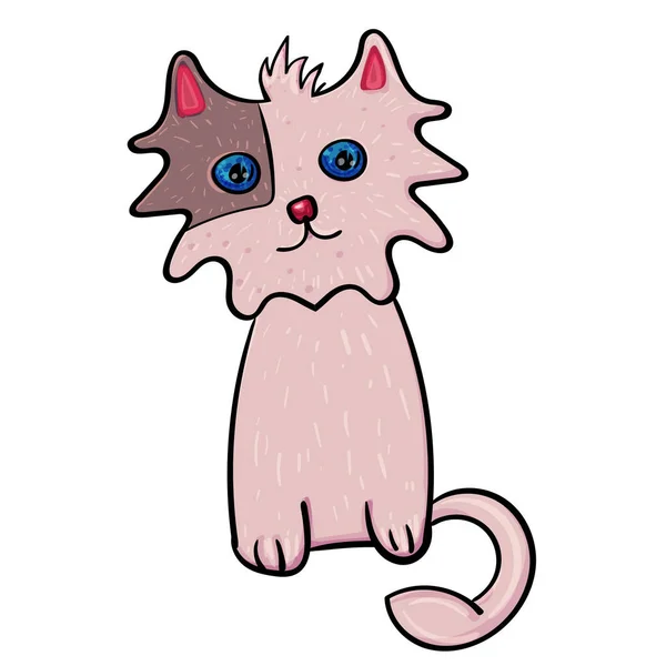 Fluffig Katt Vektorillustration För Barn — Stock vektor