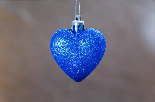 Coeur jouet en verre bleu Noël Photo De Stock