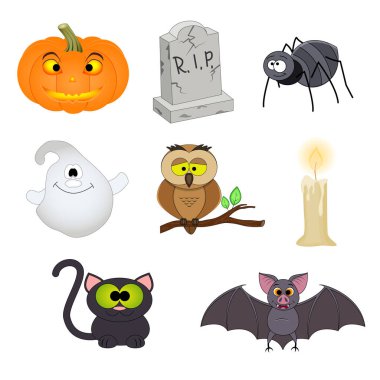 Vektör farklı Cadılar Bayramı sembollerle ayarla