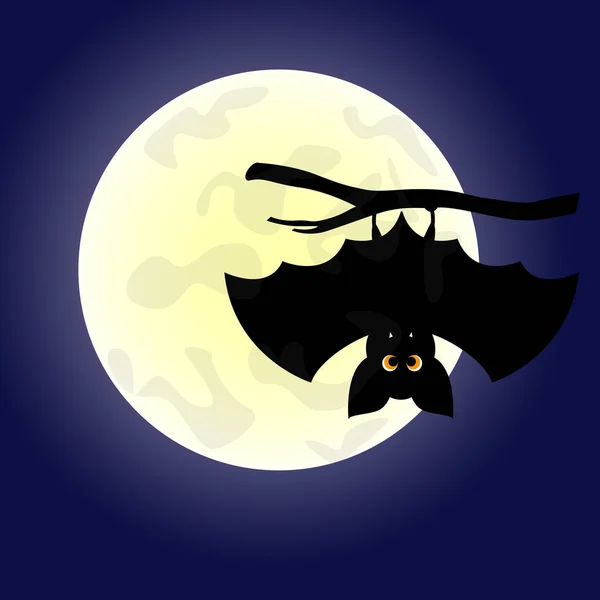 Halloween fond avec chauve-souris mignon accroché sur l'arbre . — Image vectorielle