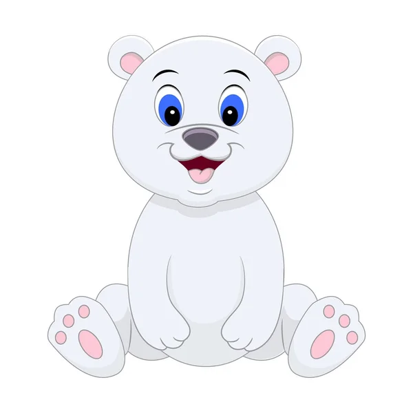 सुंदर कार्टून ध्रुवीय भालू। वेक्टर चित्र सफेद पर अलग — स्टॉक वेक्टर