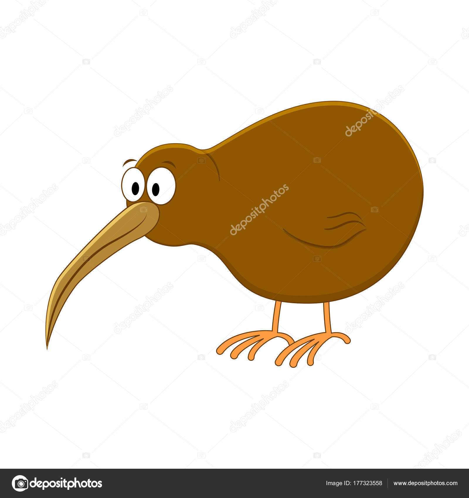 Cute Cartoonkiwi Bird Vector Illustration Smiling Kiwi