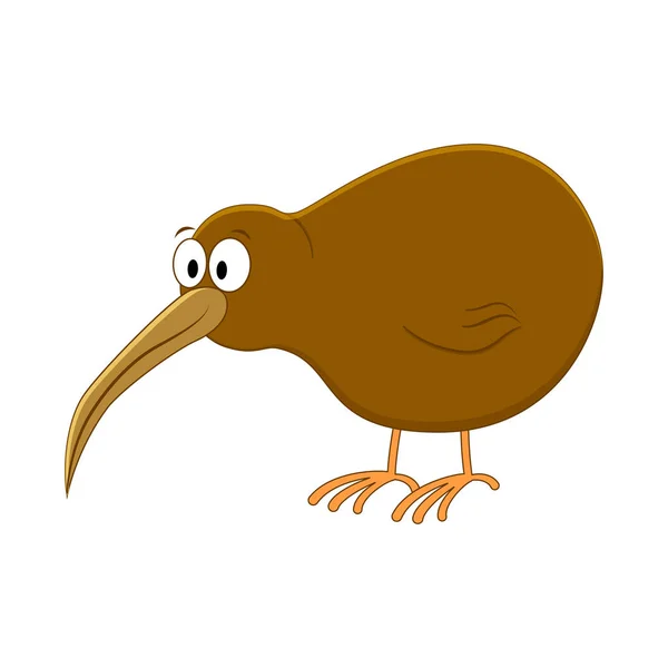 Aranyos cartoonkiwi madár. Vektoros illusztráció. Mosolygó kiwi. — Stock Vector