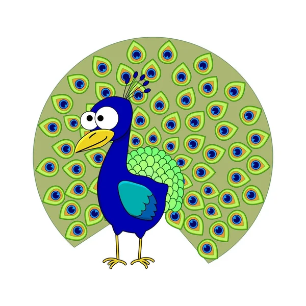 Cute cartoon peacock. — Stock Vector