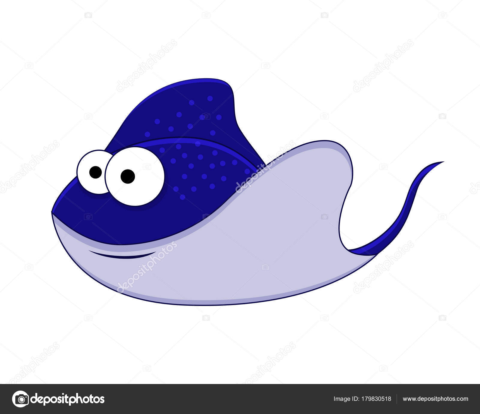 Download Cute cartoon stingray. Sea animal. Vector illustration ...