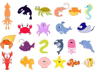 Deniz canlılarının büyük vektör kümesi