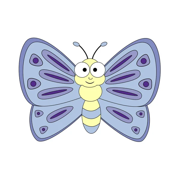 Papillon de dessin animé mignon. Illustration vectorielle isolée sur blanc — Image vectorielle