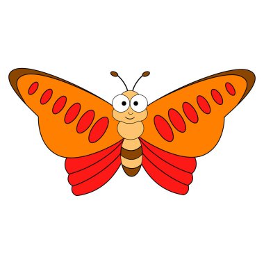 Sevimli çizgi renkli kelebek. Vektör çizim