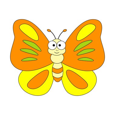 Sevimli çizgi kelebek. Vektör çizim üzerinde beyaz izole