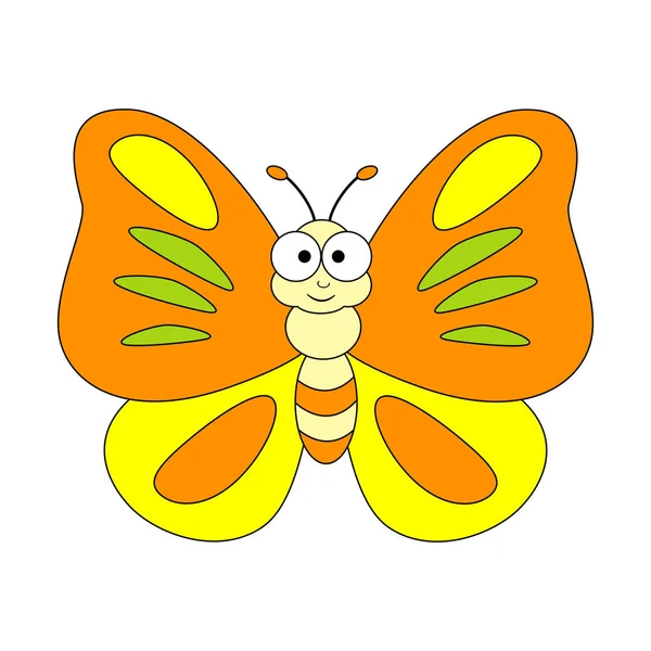 Cute cartoon butterfly. Vector illustration isolated on white — Stock Vector