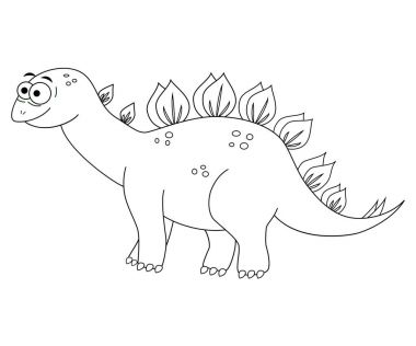 Colorles komik karikatür stegosaurus. Vektör çizim. Colorin
