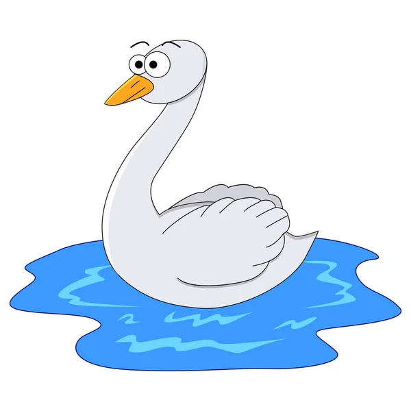 Lindo cisne de dibujos animados . — Vector de stock