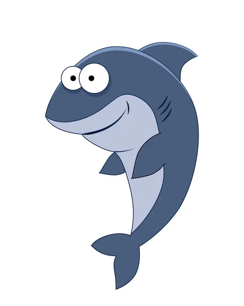 귀여운 만화 상어입니다. 바다 동물입니다. 벡터 일러스트 레이 션에 고립 — 스톡 벡터