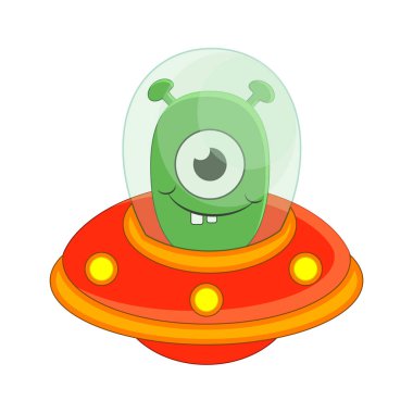 Sevimli çizgi uzaylı vektör illüstrasyon izole üzerinde beyaz backgro