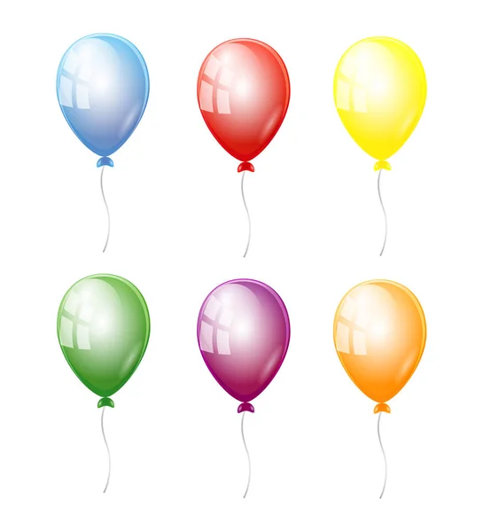Ensemble vectoriel ballons de différentes couleurs isolés sur fond blanc — Image vectorielle