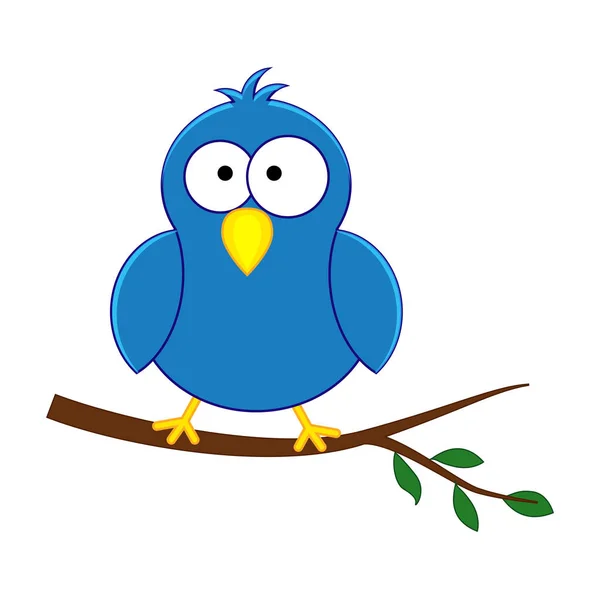 Divertido pájaro azul de dibujos animados. Ilustración vectorial aislada en blanco b — Vector de stock