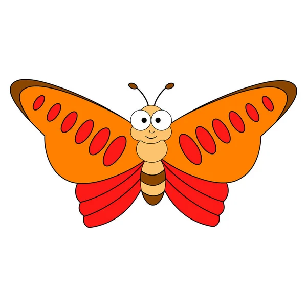Mignon dessin animé papillon coloré. Illustration vectorielle isolée — Image vectorielle