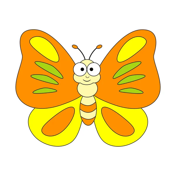 Linda mariposa de dibujos animados. Ilustración vectorial aislada en blanco ba — Archivo Imágenes Vectoriales
