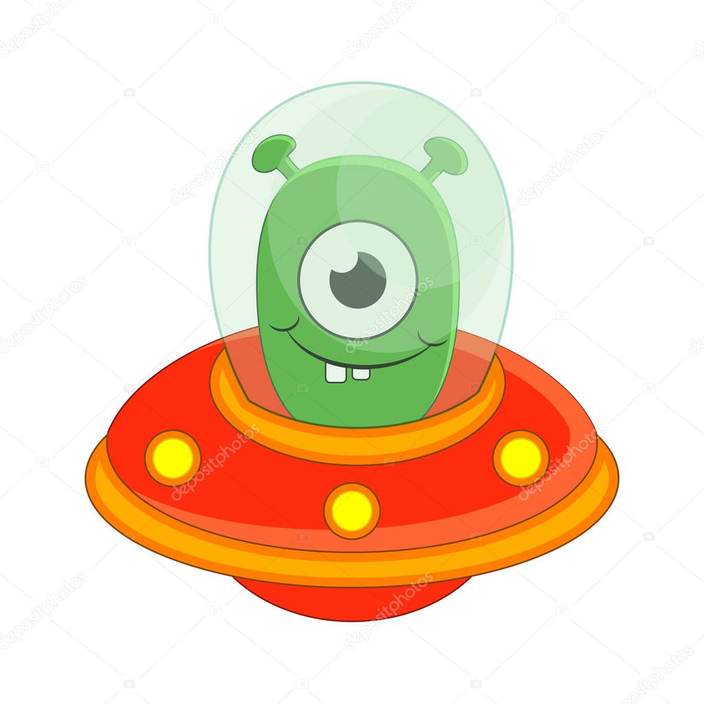 Cute cartoon alien vector illustration isolated on white backgro