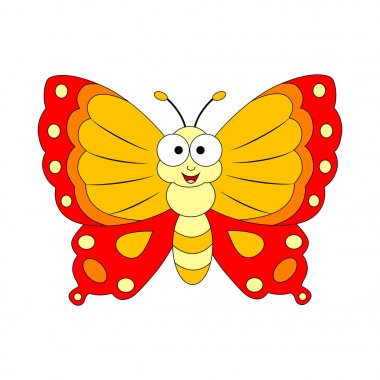 Sevimli çizgi kelebek. Vektör illüstrasyon izole üzerinde beyaz ba