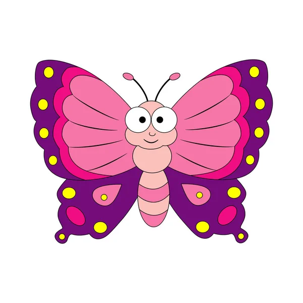 Linda mariposa de dibujos animados. Ilustración vectorial aislada en blanco ba — Archivo Imágenes Vectoriales