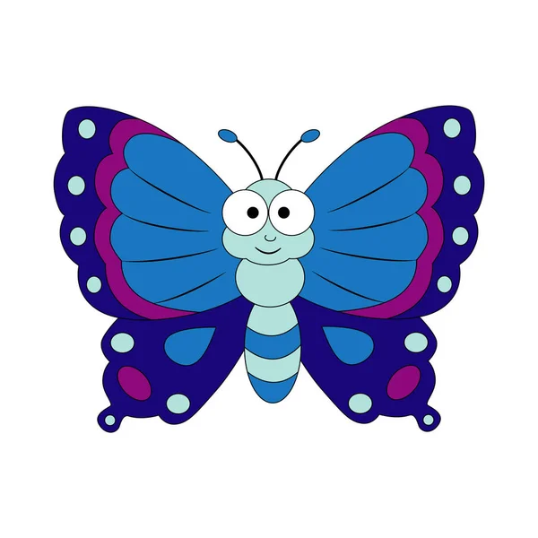 Милая мультяшная бабочка. Векторная иллюстрация, изолированная на белой ба — стоковый вектор