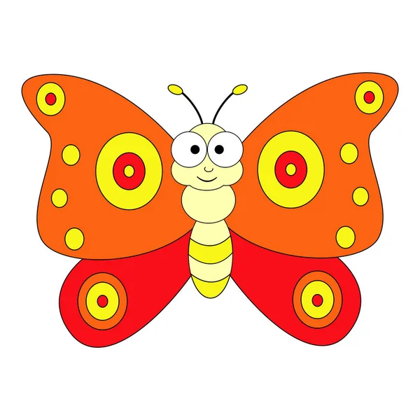 Linda mariposa de dibujos animados. Ilustración vectorial aislada en blanco ba — Archivo Imágenes Vectoriales