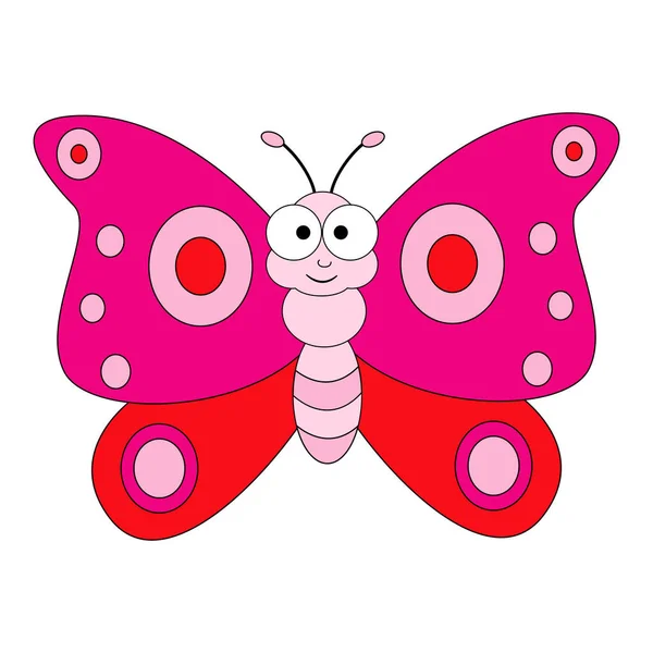 Cute kartun kupu-kupu. Ilustrasi vektor diisolasi pada ba putih - Stok Vektor
