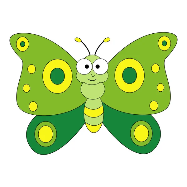 Linda mariposa de dibujos animados. Ilustración vectorial aislada en blanco ba — Vector de stock