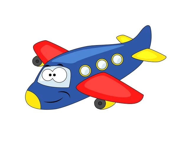 Bonito avión de dibujos animados. Ilustración vectorial aislada en bac blanco — Vector de stock