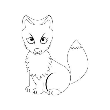 Renksiz komik karikatür Kutup tilkisi.