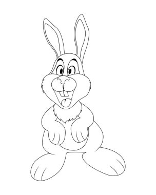 Renksiz komik karikatür tavşan. Vektör çizim. Boyama pa