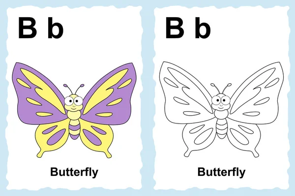 Αλφάβητο χρωματισμός σελίδα του βιβλίου με περίγραμμα εικόνες clip art στο χρώμα. Lett — Διανυσματικό Αρχείο