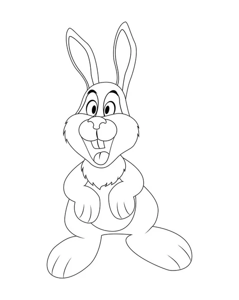 Colorless funny cartoon rabbit. Vector illustration. Coloring pa — Stock Vector