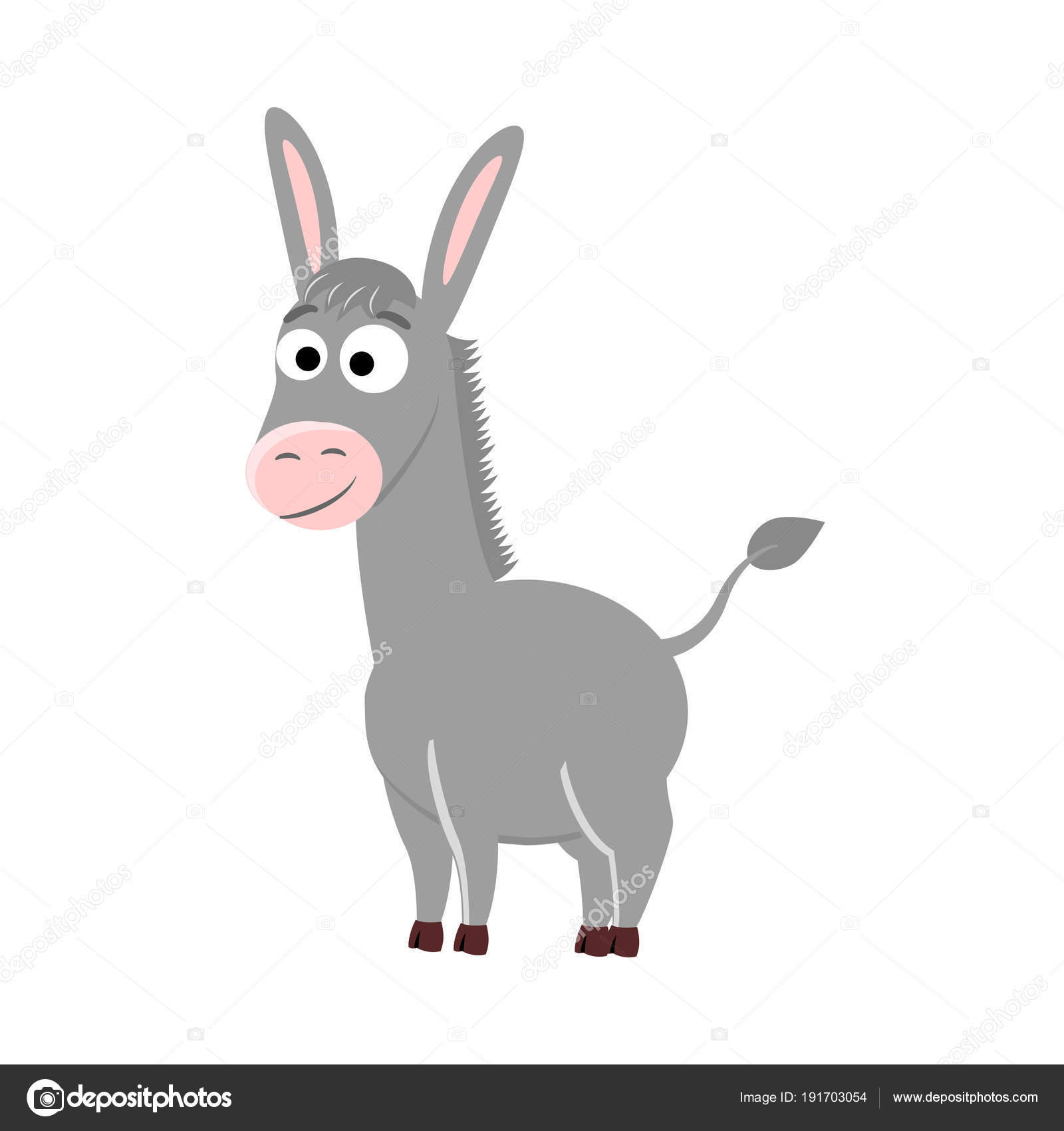 Cute cartoon donkey. Vector illustration isolated on white backg Stock ...