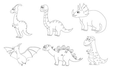 Okul öncesi çocuklar için boyama sayfası. Farklı çizgi film d kümesi