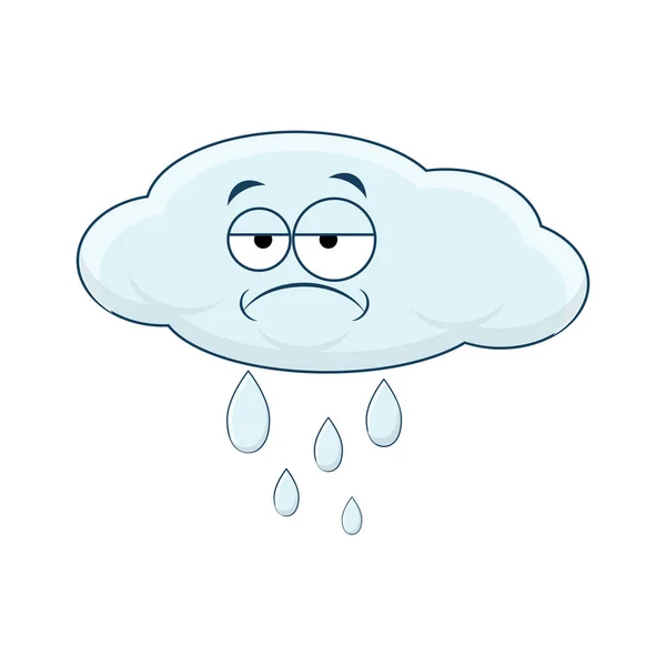 Nuvola di cartoni animati con pioggia. Illustrazione vettoriale isolata su bianco b — Vettoriale Stock