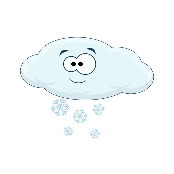 Niedlichen Cartoon-Wolke mit Schnee. Vektorabbildung isoliert auf wh — Stockvektor