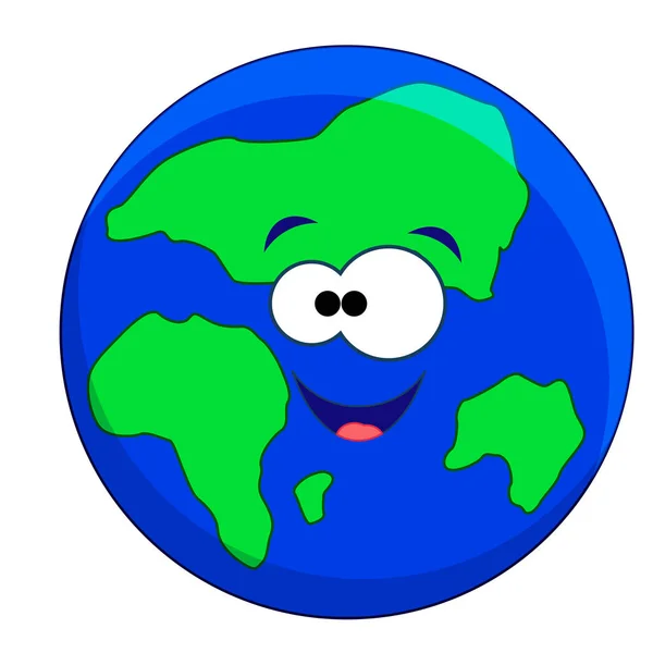 面白い漫画地球。白い背景で隔離のベクトル図 — ストックベクタ