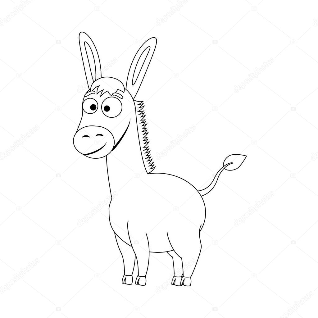 Colorless funny cartoon donkey