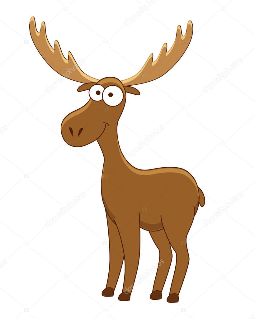 Cute cartoon elk. Vector illustration isolated on white backgrou