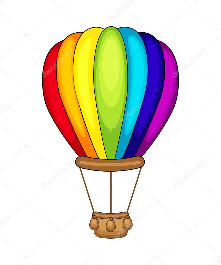 Cute cartoon air balloon. Vector illustration isolated on white 