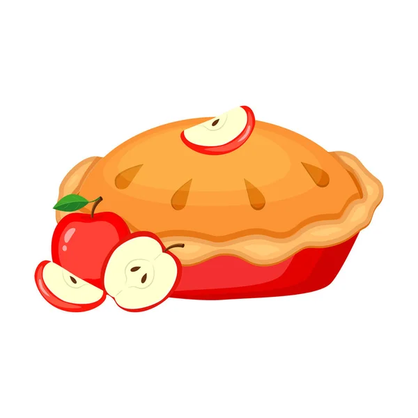 Illustration vectorielle tarte aux pommes isolée sur fond blanc . — Image vectorielle
