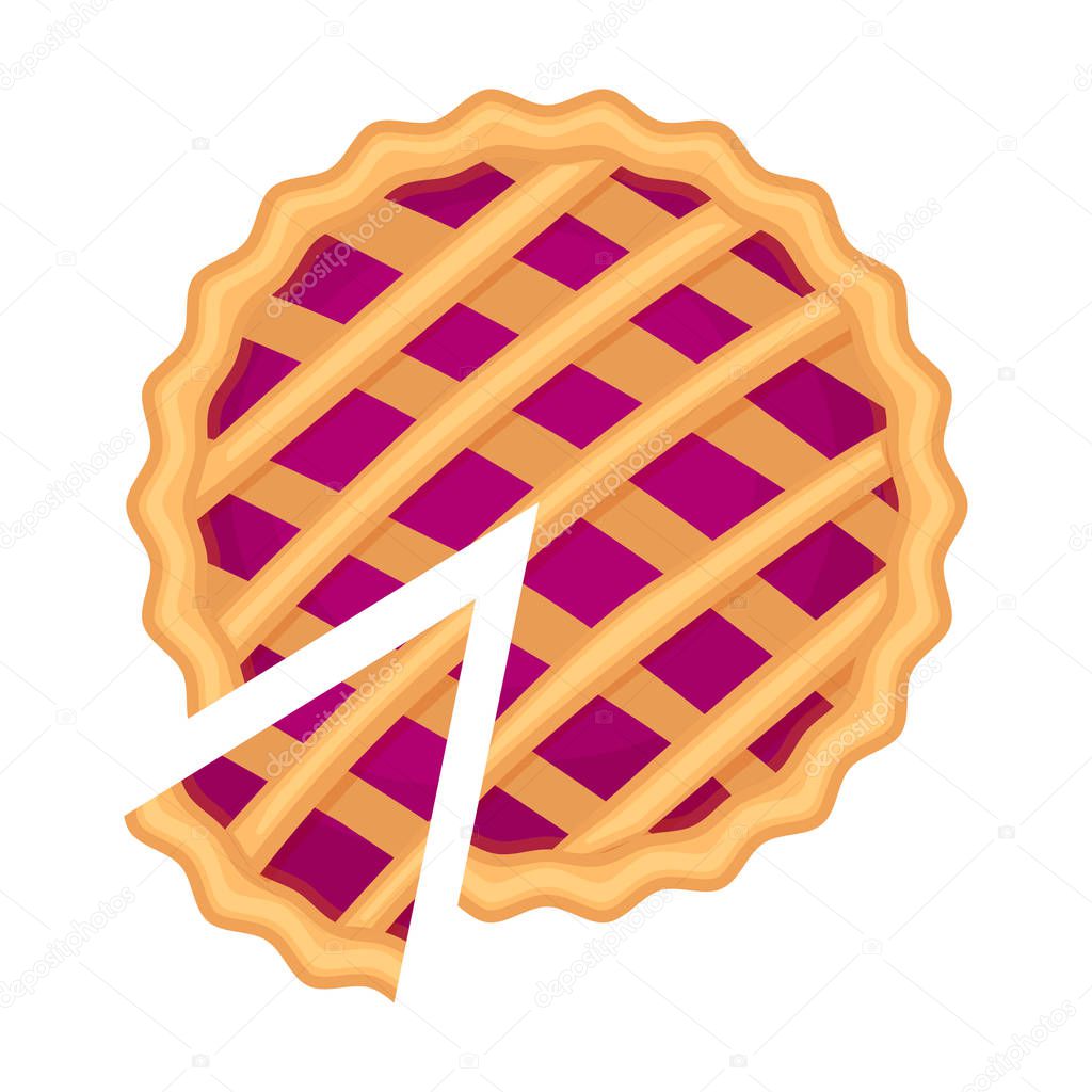 Traditional american homemade berry pie with pie slice vector illustration isolated on white