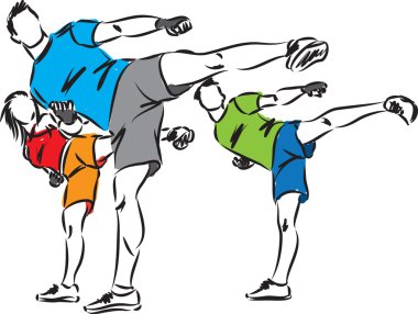 kickboks fitness grup illüstrasyon
